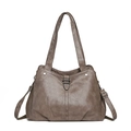 Borsa tote marrone scuro in ecopelle con doppi manici e tracolla regolabile - Cammello