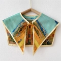 Artistieke decoratieve kraag met olieverfprint en lintsluiting voor dames - Dorp Oogst Stijl