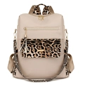 Zaino antifurto beige da donna con stampa leopardata e eleganti dettagli in nappa - Beige