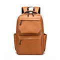 Zaino classico in ecopelle marrone da uomo con tasche multiple e finitura resistente all'acqua - Marrone