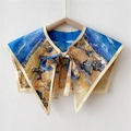Retro art style fake collar featuring van gogh oil painting print and tie-up closure - Harvesting Rice Oil Painting (29F)