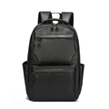 Zaino classico in ecopelle nera con trama a grana e tasche multiple con cerniera lampo - Nero