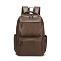 Zaino da viaggio da uomo in pelle PU marrone scuro con tasche multiple con cerniera - Marrone