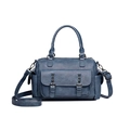Borsa Boston blu vintage con tasche con fibbia a rivetti e tracolla regolabile - Blu