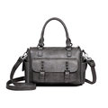 Borsa a mano Boston retrò grigio scuro con texture opaca e doppie tasche a patta stile utility - Grigio