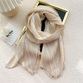 Elegante sciarpa plissettata effetto lino beige, scialle lungo leggero per donna moda - Beige Plissettato
