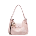 Sac à bandoulière rose en cuir PU demi-lune avec charmant petit mouton en peluche - Rose Avec Pendentif
