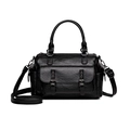 Sac à main classique en cuir PU noir avec clous rétro et bandoulière réglable - Noir