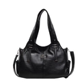 Borsa a mano classica in pelle nera con logo a canguro e tracolla regolabile - Nero