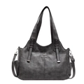 Borsa a mano vintage grigio scuro in pelle testurizzata con logo a canguro e tracolla - grigio scuro