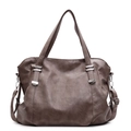 Bolso tote vintage grande en color topo con asas dobles y cuero sintético texturizado - Camel