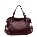 Bolso tote granate de piel sintética con textura de lichi y herrajes plateados - Rojo