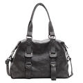 Grand sac cabas gris foncé avec texture litchi et bandoulière réglable pour femme - Gris clair