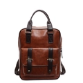 Sac à dos et sac à main rétro marron en similicuir contrasté avec une grande capacité - Marron