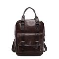 Sac à dos rétro en cuir PU marron foncé avec poignée et boucles vintage - Marron