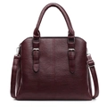Vintage burgundy large tote bag with top handles and adjustable shoulder strap - Burgundy