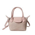Pink minimalist crossbody bucket bag with dual handles and adjustable shoulder strap - Pink