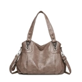 Borsa tote vintage in pelle PU tortora con borchie e tracolla regolabile per donna - Cammello