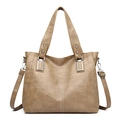 Sac fourre-tout en simili cuir kaki avec surpiqûres blanches et bandoulière réglable - Kaki