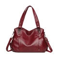 Borsa a mano rosso intenso in pelle PU lucida con tracolla staccabile inclusa - Rosso