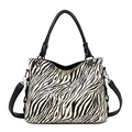 Elegante borsa tote zebrata con manici neri rotondi e tracolla regolabile rimovibile - Zebra Print