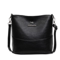 Borsa a secchiello nera minimalista in ecopelle martellata con tracolla regolabile - Nero