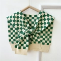 Grün-weiß kariertes Strick-Schultertuch mit Rippensaum, stylisches Mode-Cape - 42*83cm / Grün Schachbrett