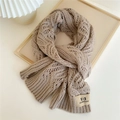 Thick cable knit winter scarf in oatmeal beige with a stylish woven texture - 35*180cm / Camel