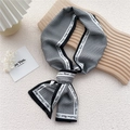 Classic black and white houndstooth skinny silk scarf for women with white borders - English Houndstooth Black