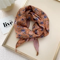 Double-layer diamond silk scarf in vintage orange with floral print on a display tray - 30*125cm / Orange Rose Double Layer