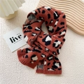 Sciarpa in maglia leopardata marrone rossiccio per il calore autunno-inverno - Rosso Arancio