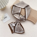 Classic brown houndstooth silk scarf with letter print on elegant wooden board - English Houndstooth Brown