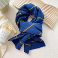 Sciarpa in maglia blu scuro con righe gialle per calore e stile durante l'inverno - 20*160cm / Blu