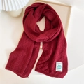 Fashionable wine red knitted scarf with hollow patterns on white wooden tray - Wine Red
