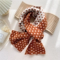 Double-sided orange and beige knit scarf with geometric diamond pattern for winter - Long Style / Orange and White Diamond