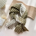 Olive green and cream checkered knit scarf featuring geometric diamond pattern for winter - Long Style / Green and White Argyle