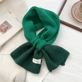Green two-tone knit scarf with cross-over loop design and handmade fashion label - Green Dual Color