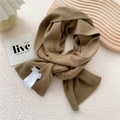 Chic khaki long knitted scarf with ribbed texture and minimalist aesthetic styling - 22x150cm / Camel