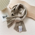 Elegant beige knitted long scarf for women featuring premium soft ribbed texture finish - 22x150cm / Milk Tea