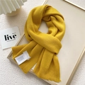 Long yellow knitted scarf with soft rib texture folded in a gold frame setting - 22x150cm / Sunset Yellow