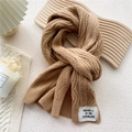 Thick caramel cable knit scarf in warm earth tones for winter warmth - 12.6x70.8 Inch / Khaki