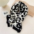 Thick black and white leopard print knitted scarf for winter fashion styles - Black and White Leopard
