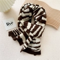 Winter chunky knit scarf with stylish brown and cream stripes in a minimalist design - Brown Zebra Stripe