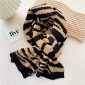 Warm winter knitted scarf with black and ginger tiger stripes in a soft thick knit - Black and Camel Zebra