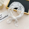 Bandeau triangle en dentelle florale blanche avec broderie délicate et motif ajouré - Dentelle Chrysanthème Blanc (6)