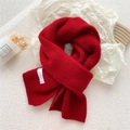 Chunky red knit scarf with brand label, thick winter warm muffler for women - Red