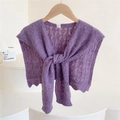 Elegante chal de punto morado con patrón calado de diamantes para mujer - 46*105cm / Morado