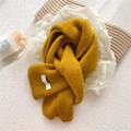Thick ginger yellow knitted scarf with soft chunky texture and brand label detail - Yellow