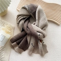 Knit scarf in beige and brown with dot patterns and soft cashmere-like texture - Painting Coffee