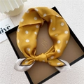 Elegant yellow silk scarf with white polka dots in a premium gift box packaging - Frame Polka Dot Yellow